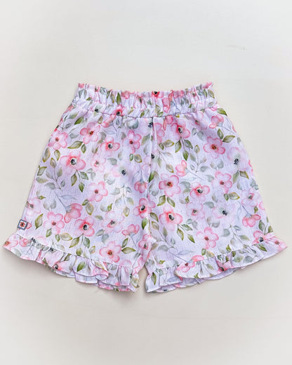 Floral Printed Cotton Top with Shorts