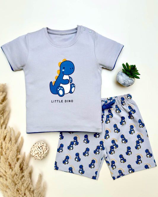Little Dino Print T-Shirt & Shorts Co-Ord Set