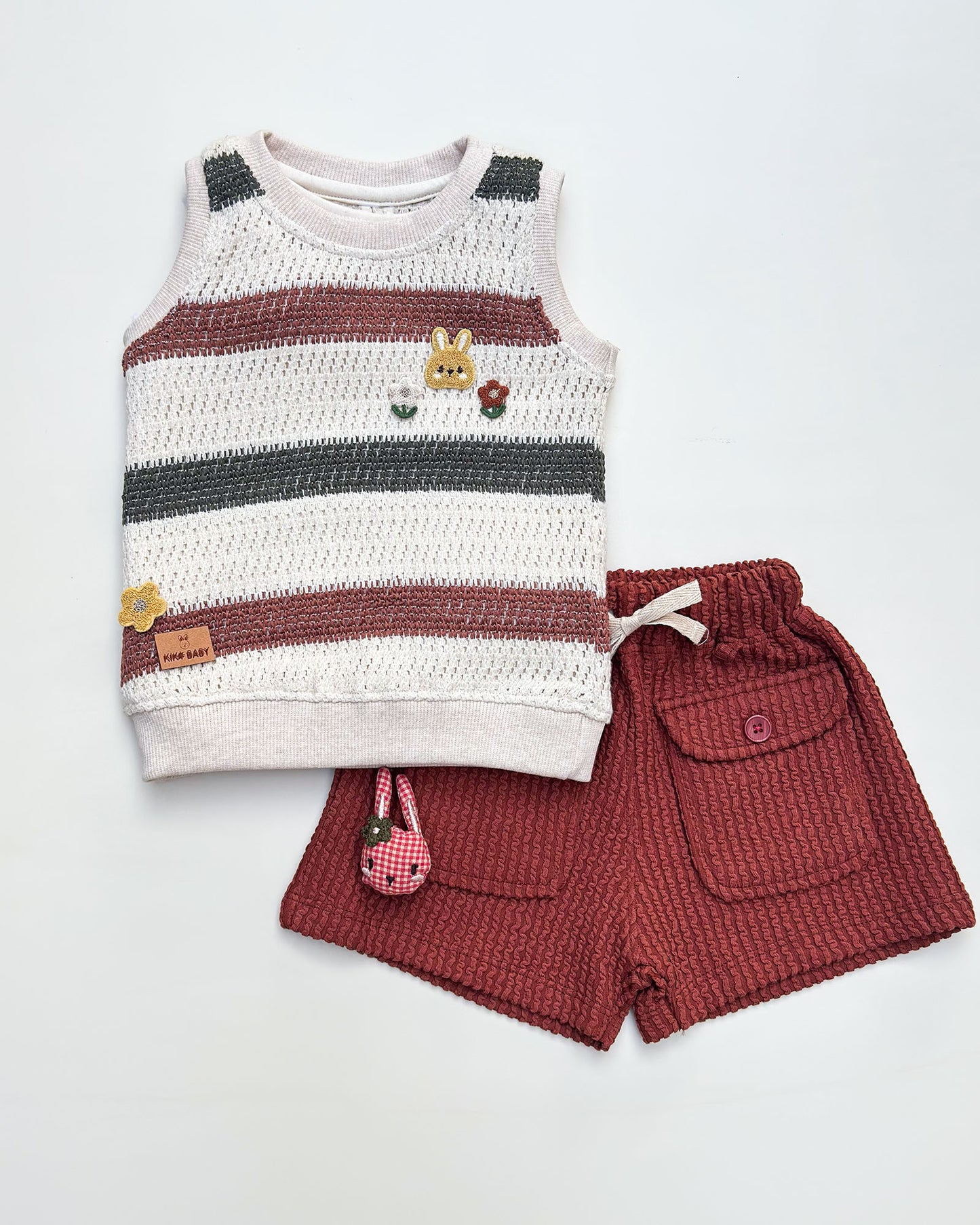 Sleeveless Knitted Top with Texture Shorts