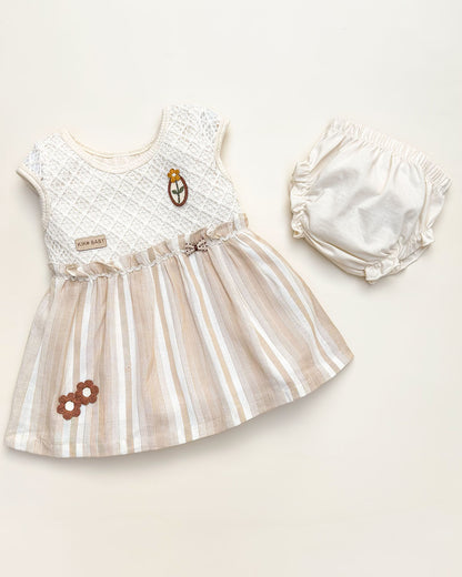Crochet Knit Cotton Casual Dress with Bloomer