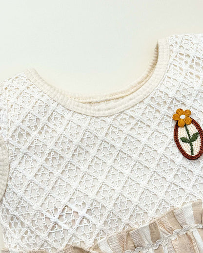 Crochet Knit Cotton Casual Dress with Bloomer