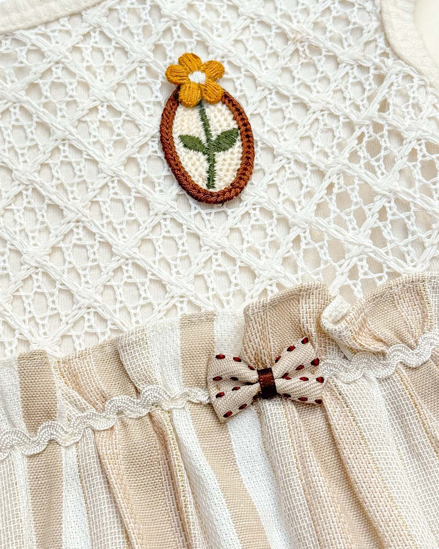 Crochet Knit Cotton Casual Dress with Bloomer
