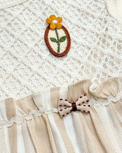 Crochet Knit Cotton Casual Dress with Bloomer