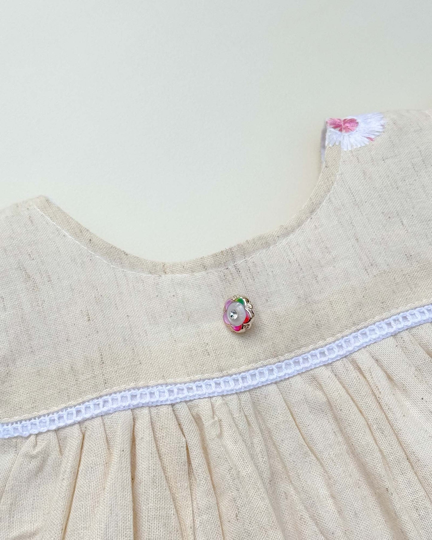 Flower Embroidered Khadi Cotton Frock