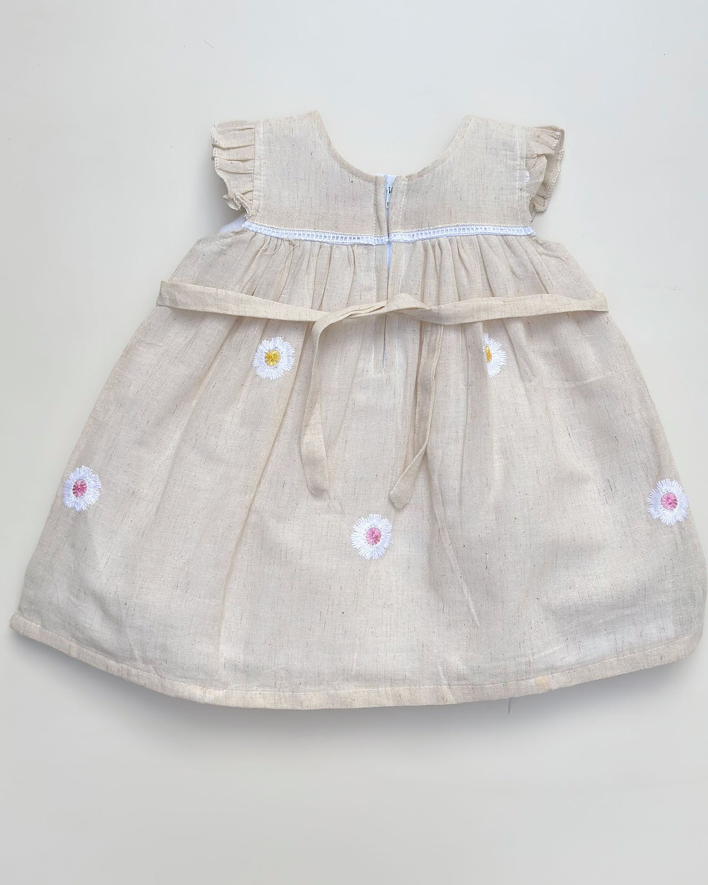 Flower Embroidered Khadi Cotton Frock