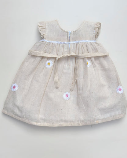 Flower Embroidered Khadi Cotton Frock