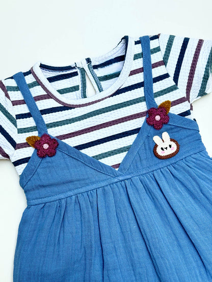 Crinkled Textured Cotton Casual Dress With Bloomer