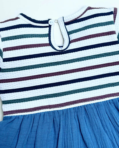 Crinkled Textured Cotton Casual Dress With Bloomer