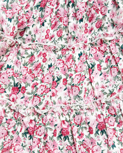 Floral Print Smocked Bodice Midi Dress