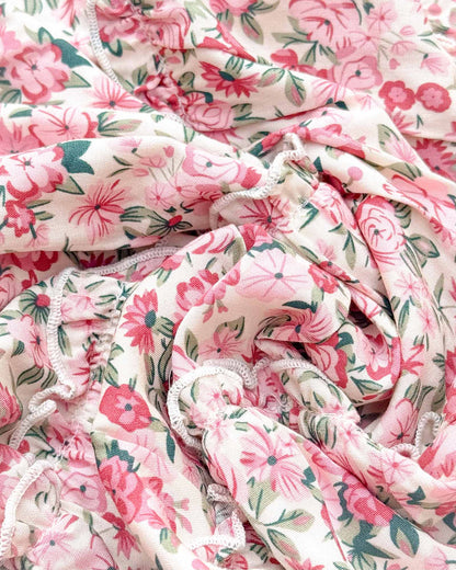 Floral Print Smocked Bodice Midi Dress