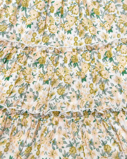 Floral Print Smocked Bodice Midi Dress
