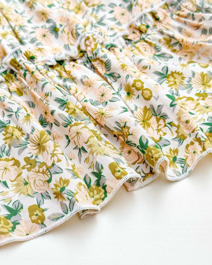 Floral Print Smocked Bodice Midi Dress
