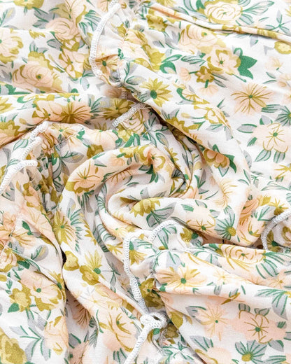 Floral Print Smocked Bodice Midi Dress