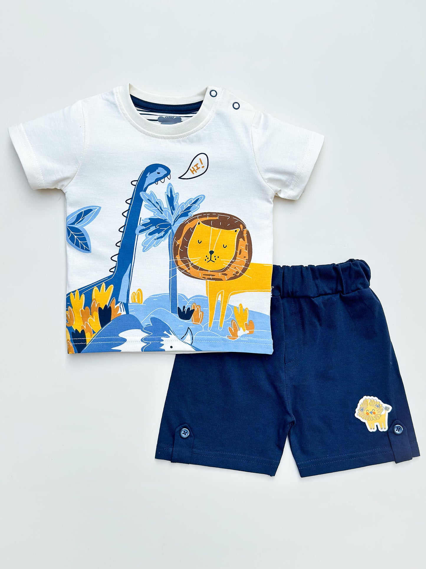 Lion & Dino Safari T-Shirt & Shorts Co-ord Set