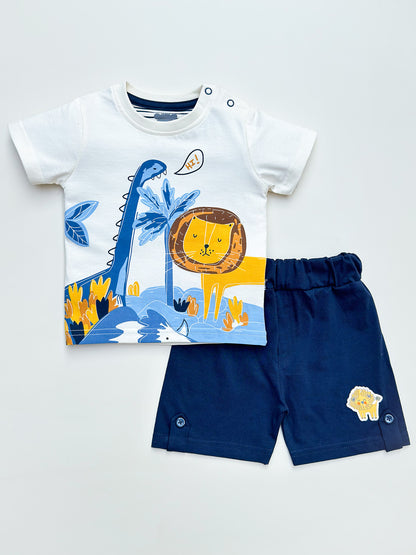Lion & Dino Safari T-Shirt & Shorts Co-ord Set