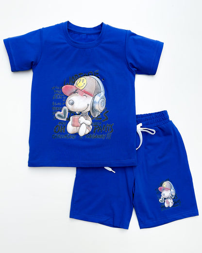 Cool Snoopy Printed T-Shirt & Shorts Co-ord Set