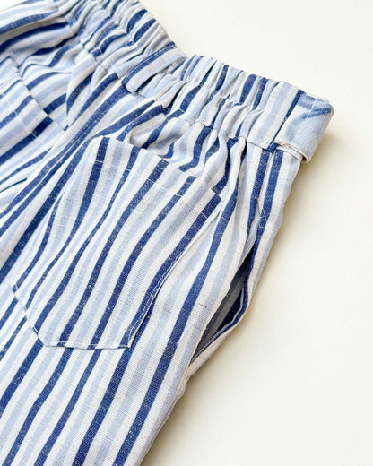 Formal Stripe Crop Top & Pants with Blazer Set