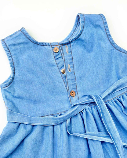 Flower Embroidered Denim Casual Dress