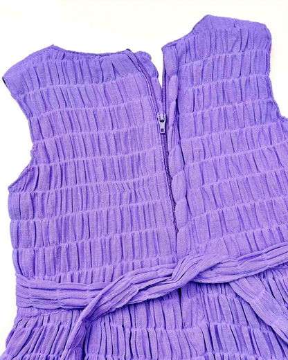Crinkled Frock with Butterfly Button & Belt Detail