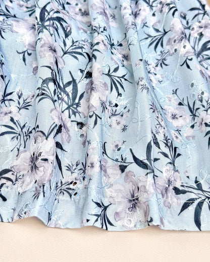 Girls Floral Print Chikankari Casual Dress