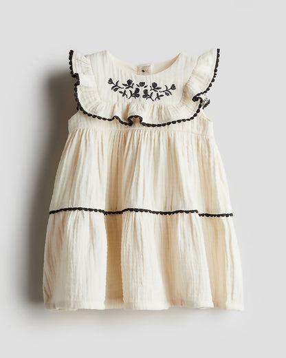 Muslin Casual Dress with Embroidered Details