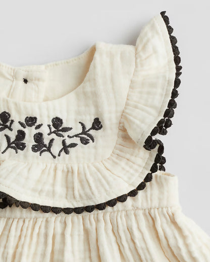 Muslin Casual Dress with Embroidered Details