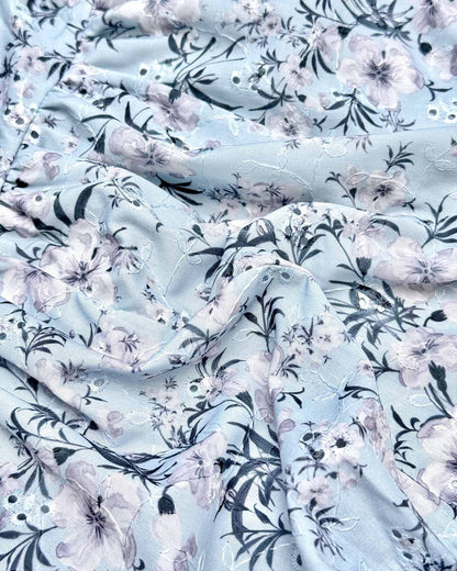 Girls Floral Print Chikankari Casual Dress