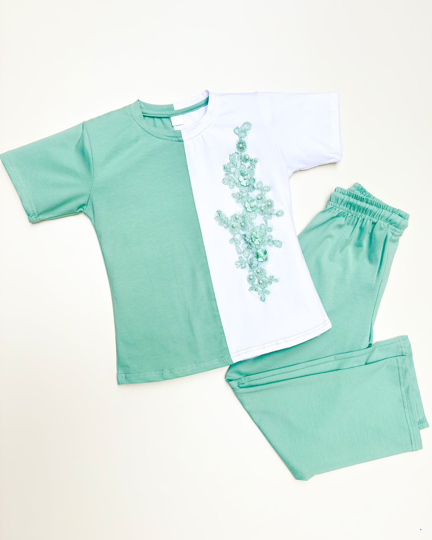Dual Colour Appliqué Embroidered Co-ord Set