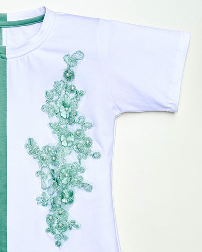 Dual Colour Appliqué Embroidered Co-ord Set