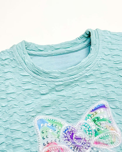 Smocking Texture T-shirt & Palazzo Pants Co-ord Set