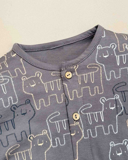 Full Sleeve Front Open Lion Graffiti Printed Co-ord Set