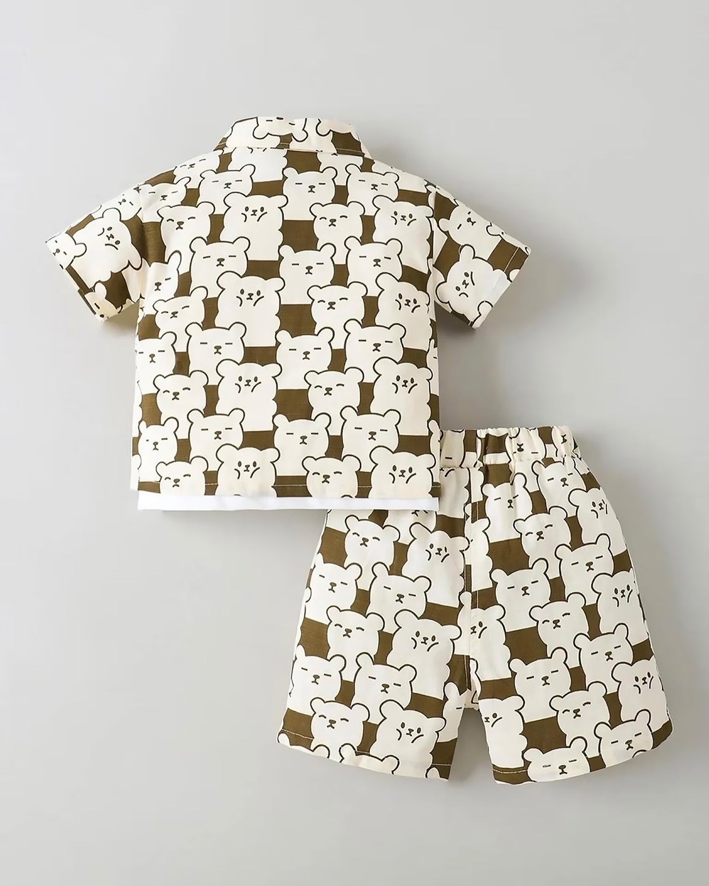 3 Pec Bear Printed Co-Ord Set With Sleeveless T-Shirt