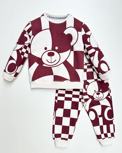 Bear Graffiti Printed Full Sleeve Co-ord Set