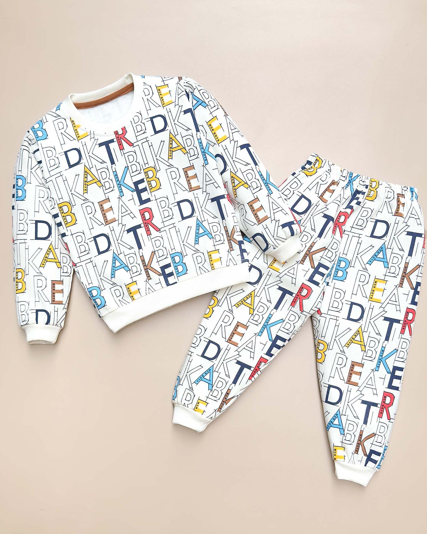 Alphabetic Printed Fleeced Co-ord Set