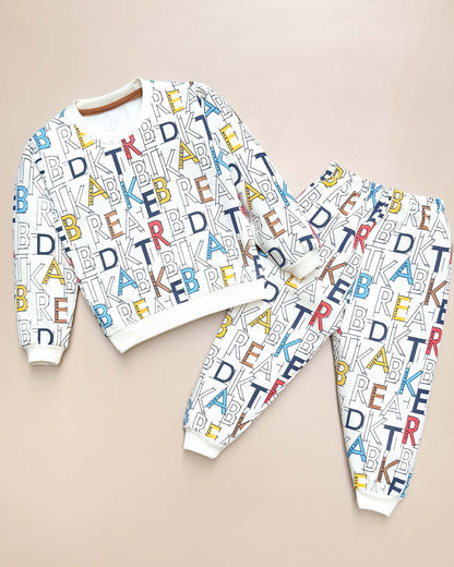 Alphabetic Printed Fleeced Co-ord Set