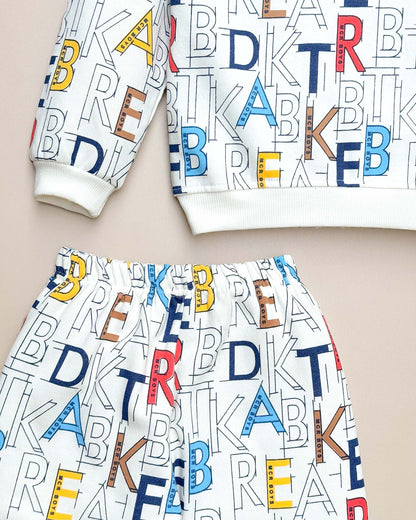Alphabetic Printed Fleeced Co-ord Set