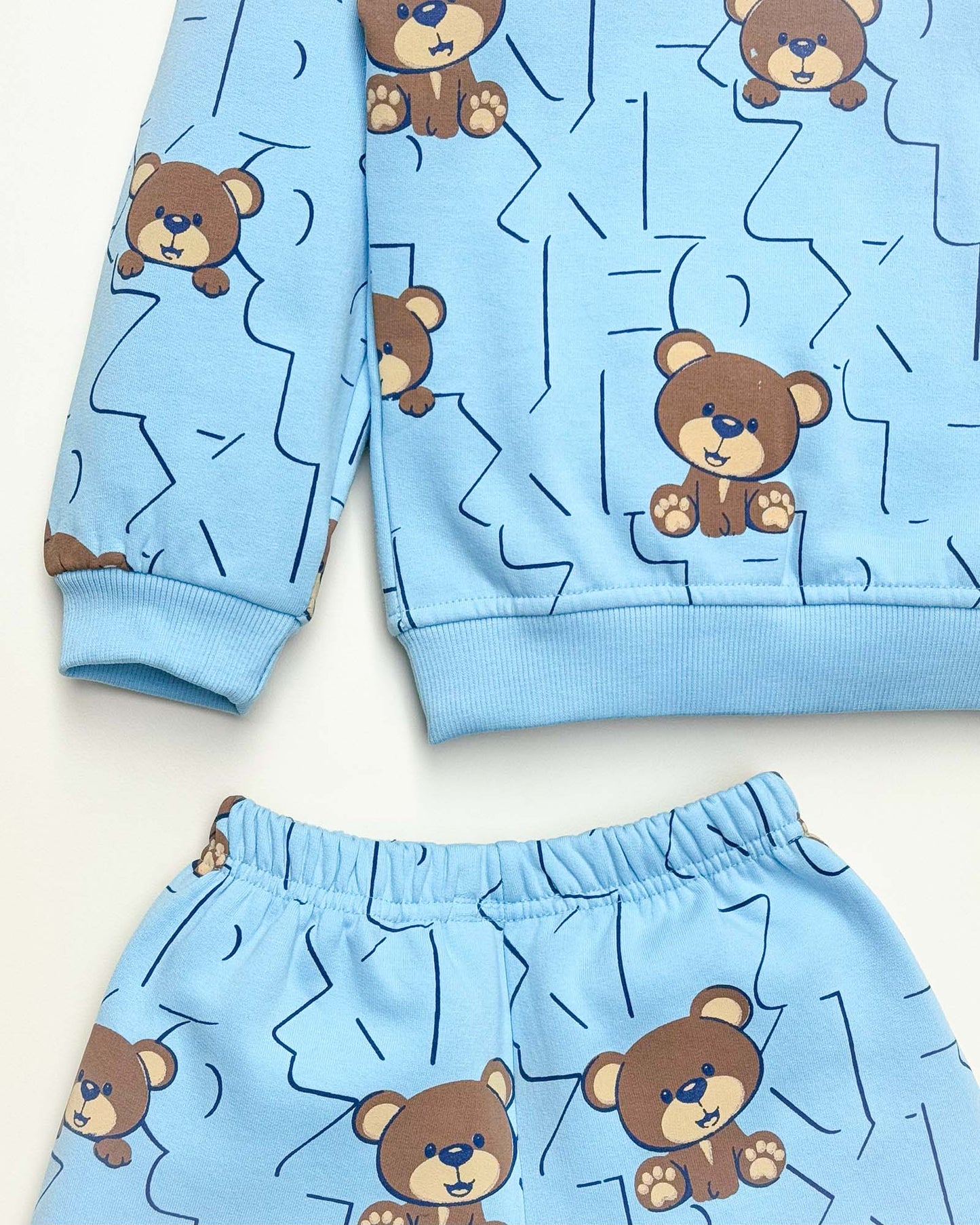 Fun Teddy Printed Fleeced Co-ord Set