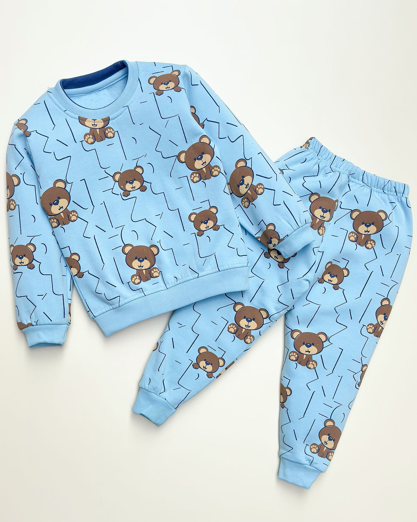 Fun Teddy Printed Fleeced Co-ord Set