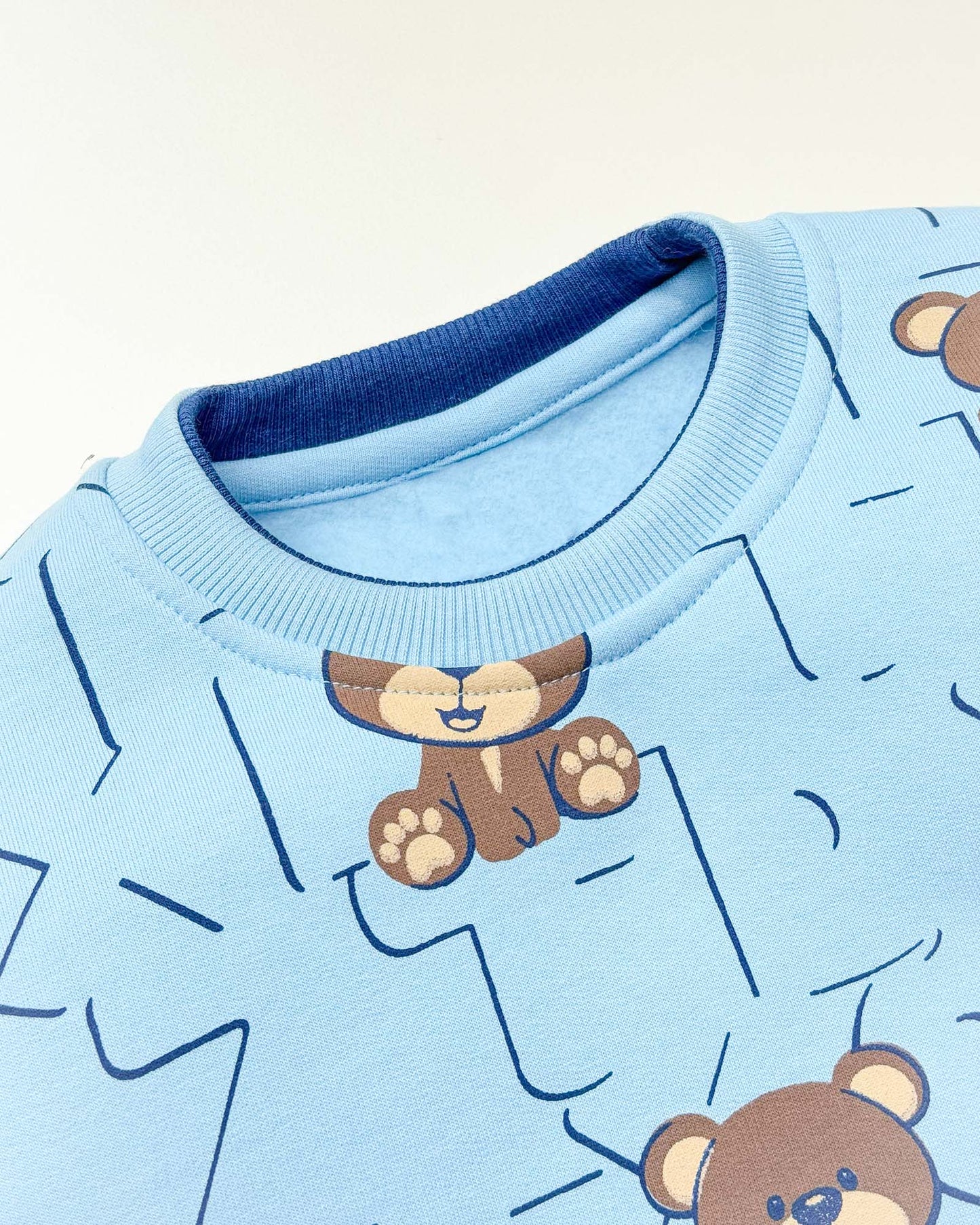 Fun Teddy Printed Fleeced Co-ord Set