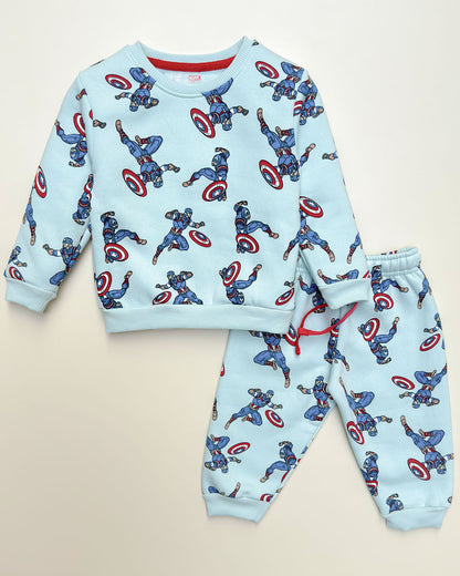 Captain America Marvel Printed Fleeced Co-Ord Set