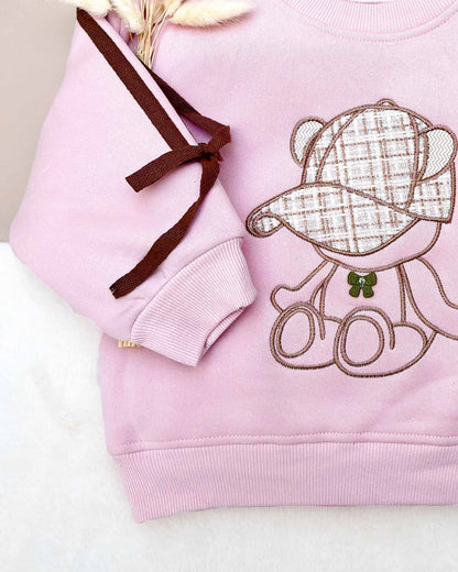 Full-Sleeve Teddy Bear Embroidery Sweatshirt