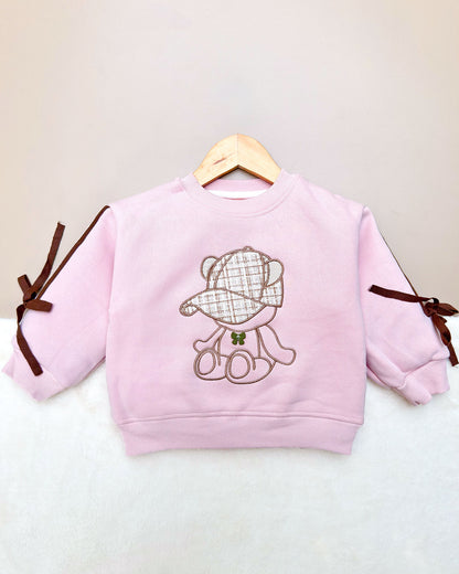 Full-Sleeve Teddy Bear Embroidery Sweatshirt