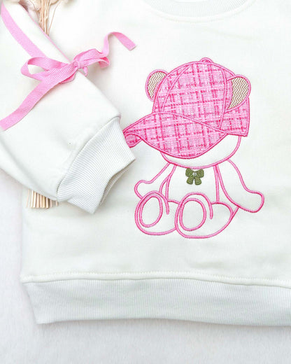 Full-Sleeve Teddy Bear Embroidery Sweatshirt
