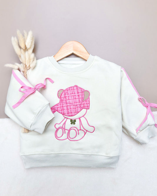 Full-Sleeve Teddy Bear Embroidery Sweatshirt