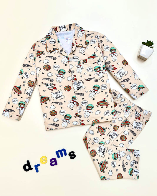 Printed Hosiery Night Suit Dog In Space