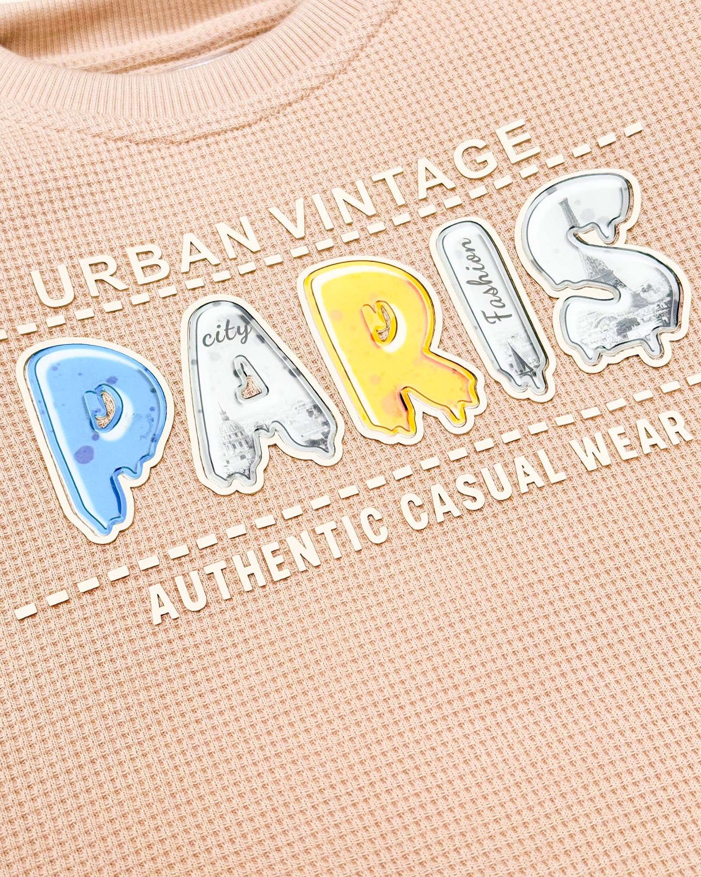 Paris Printed Waffle Textured Co-Ord Set