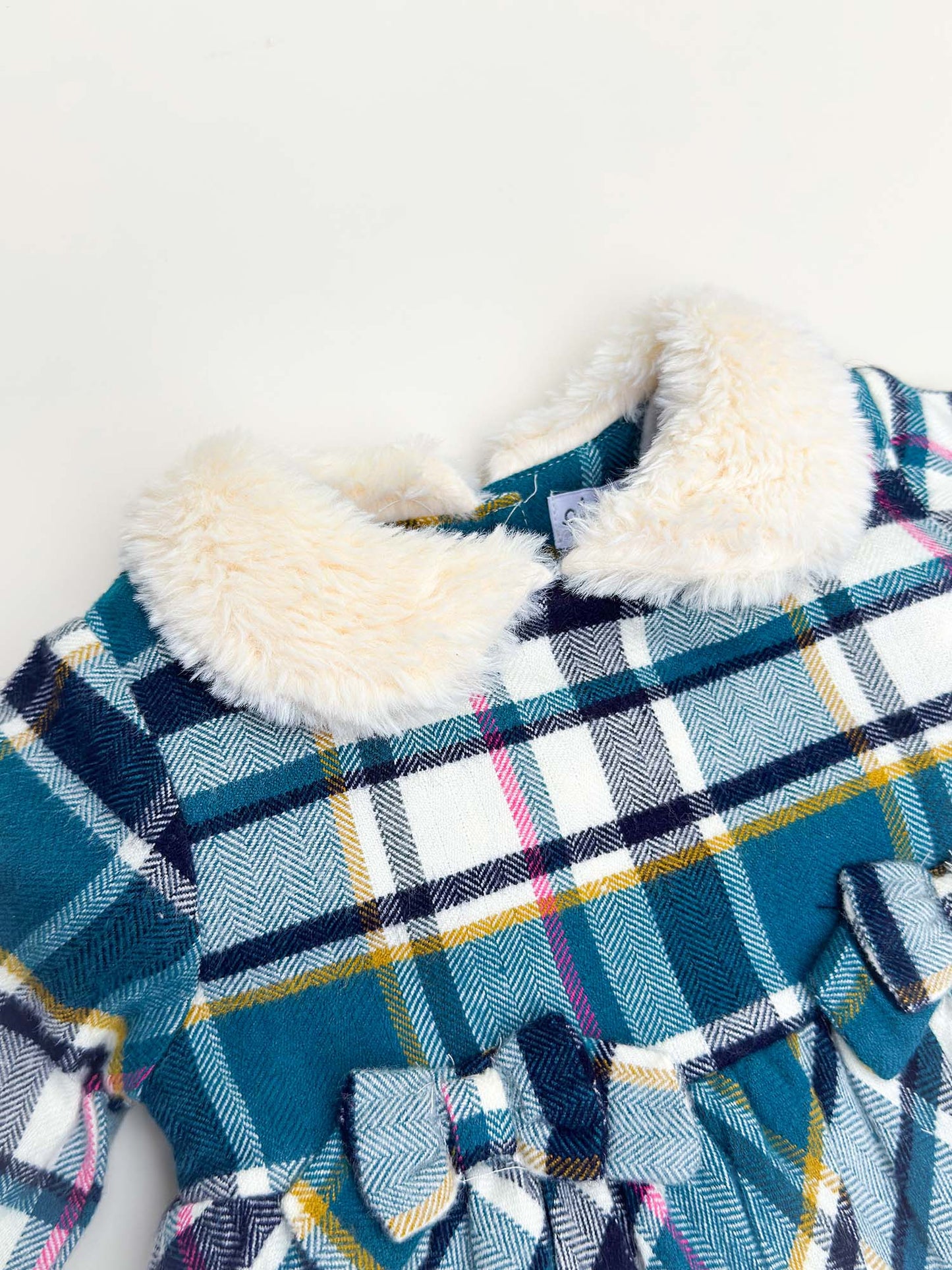 Herringbone Check Print Casual Dress With Stockings