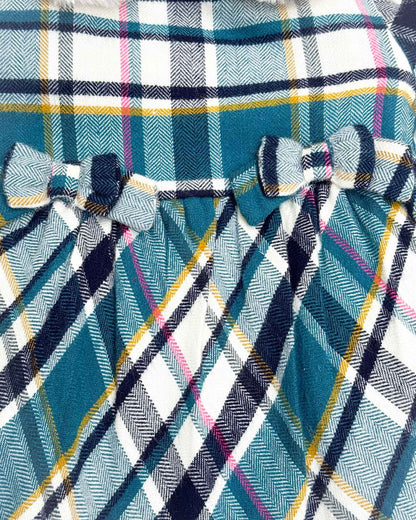 Herringbone Check Print Casual Dress With Stockings