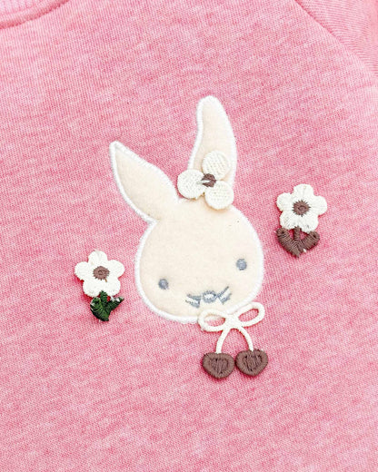 Bunny Printed Fleeced Casual Dress With Joggers