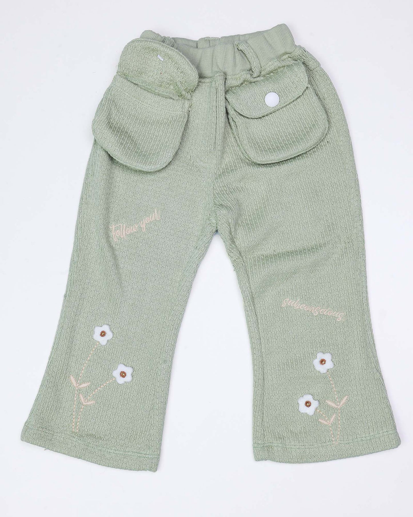 Full Sleeve Knitted Top with Textured Bell Bottom Pants